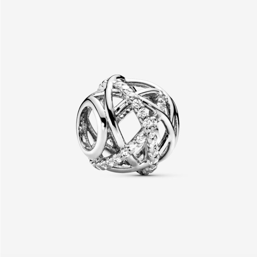 Pandora Sparkling Lines Open Work Necklace, Sterling Silver, Cubic Zirconia
